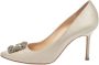 Manolo Blahnik Pre-owned Satin heels Gray Dames - Thumbnail 1