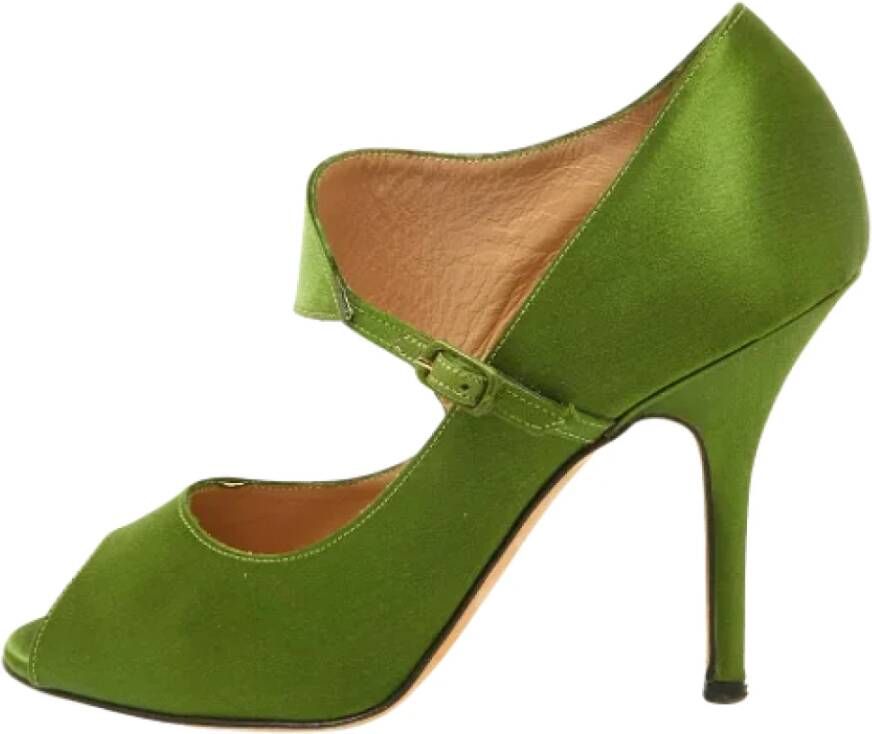 Manolo Blahnik Pre-owned Satin heels Green Dames