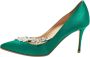 Manolo Blahnik Pre-owned Satin heels Green Dames - Thumbnail 1