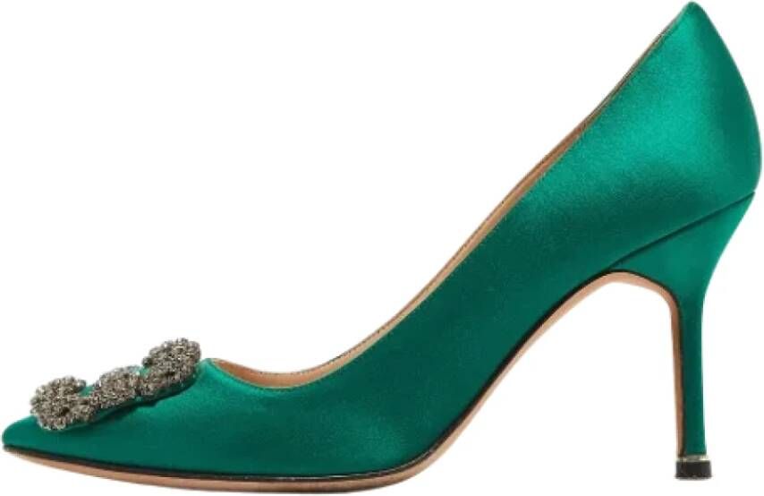 Manolo Blahnik Pre-owned Satin heels Green Dames