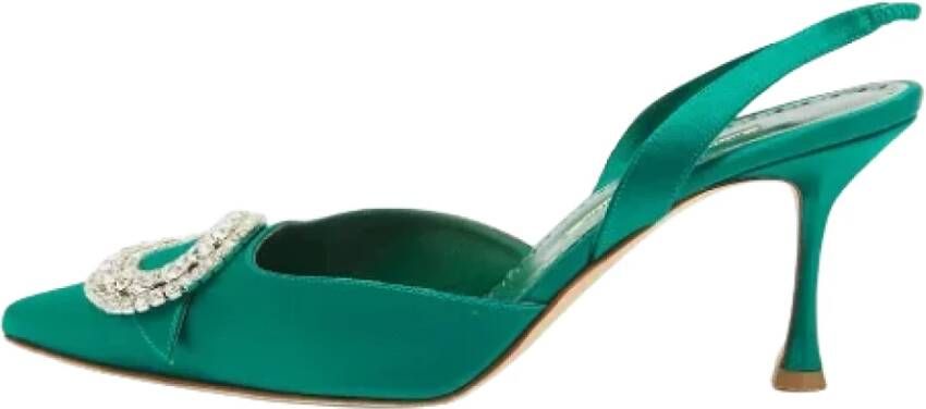 Manolo Blahnik Pre-owned Satin heels Green Dames