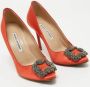 Manolo Blahnik Pre-owned Satin heels Orange Dames - Thumbnail 1