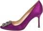 Manolo Blahnik Pre-owned Satin heels Purple Dames - Thumbnail 1