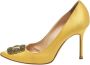 Manolo Blahnik Pre-owned Satin heels Yellow Dames - Thumbnail 1