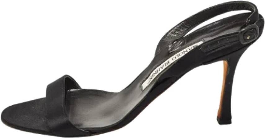 Manolo Blahnik Pre-owned Satin sandals Black Dames