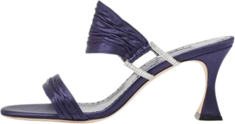 Manolo Blahnik Pre-owned Satin sandals Blue Dames