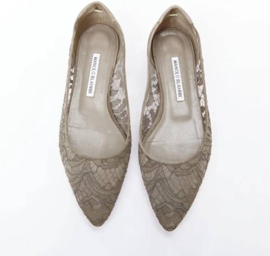 Manolo Blahnik Pre-owned Suede flats Gray Dames