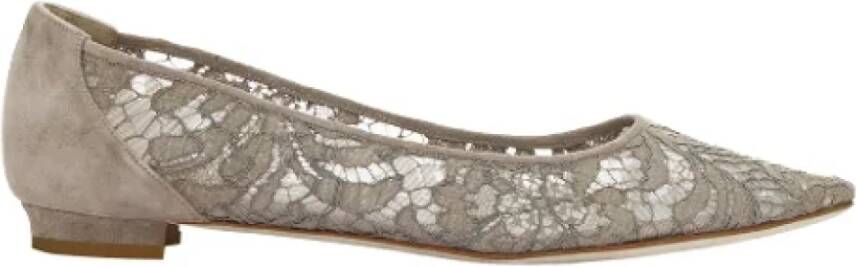 Manolo Blahnik Pre-owned Suede flats Gray Dames