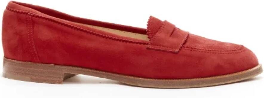 Manolo Blahnik Pre-owned Suede flats Red Dames