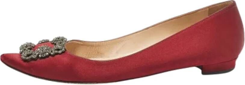 Manolo Blahnik Pre-owned Suede flats Red Dames