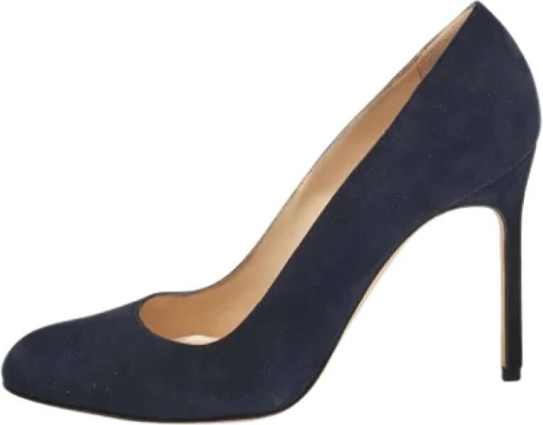 Manolo Blahnik Pre-owned Suede heels Blue Dames