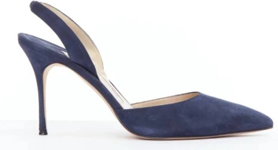 Manolo Blahnik Pre-owned Suede heels Blue Dames