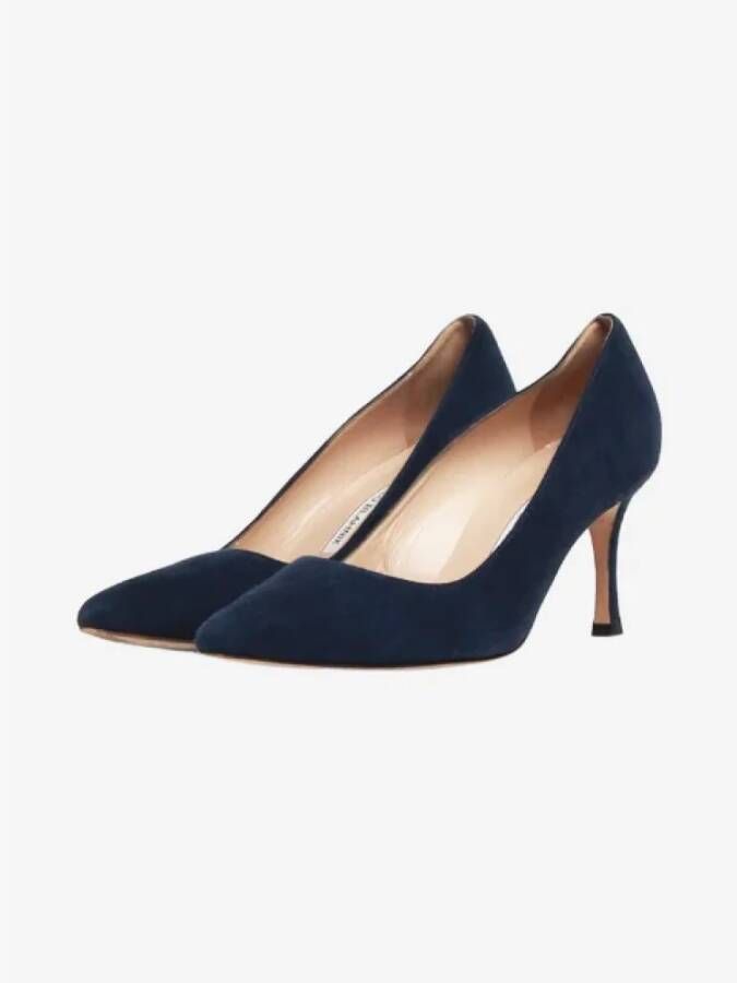 Manolo Blahnik Pre-owned Suede heels Blue Dames