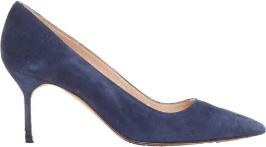 Manolo Blahnik Pre-owned Suede heels Blue Dames