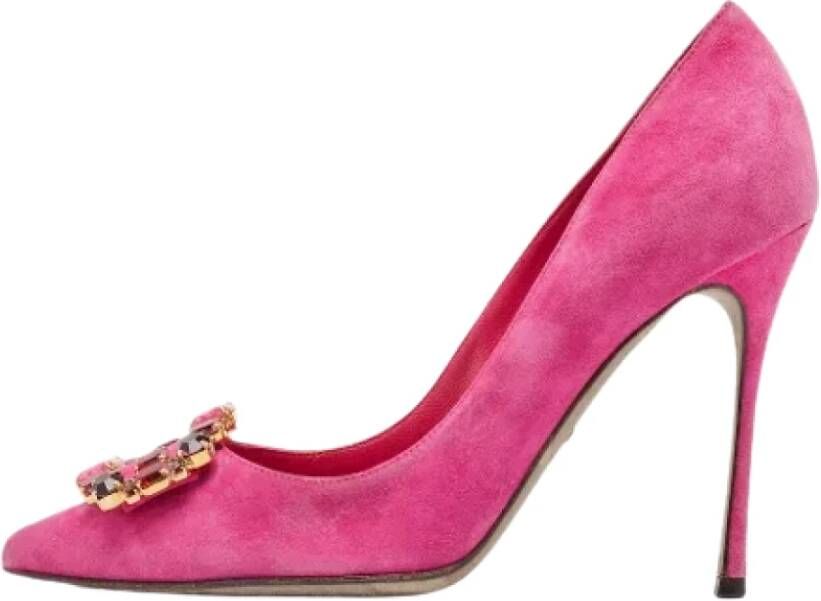 Manolo Blahnik Pre-owned Suede heels Pink Dames