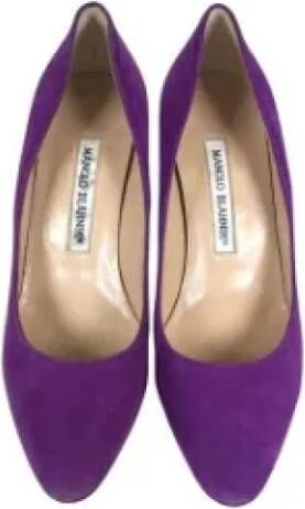 Manolo Blahnik Pre-owned Suede heels Purple Dames