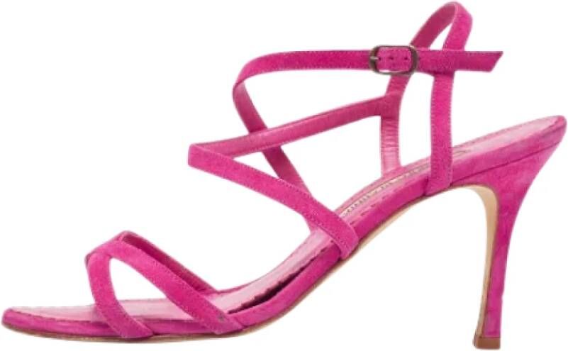 Manolo Blahnik Pre-owned Suede sandals Pink Dames