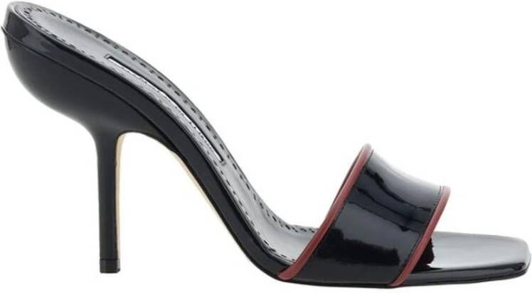 Manolo Blahnik Sandalen met Vierkante Neus en Stiletto Hak Black Dames