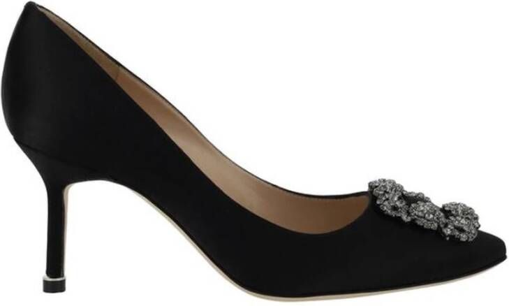 Manolo Blahnik Zwarte kristallen juweelgesp hakken Black Dames