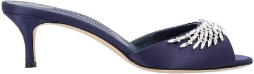 Manolo Blahnik Silk mules Blue Dames