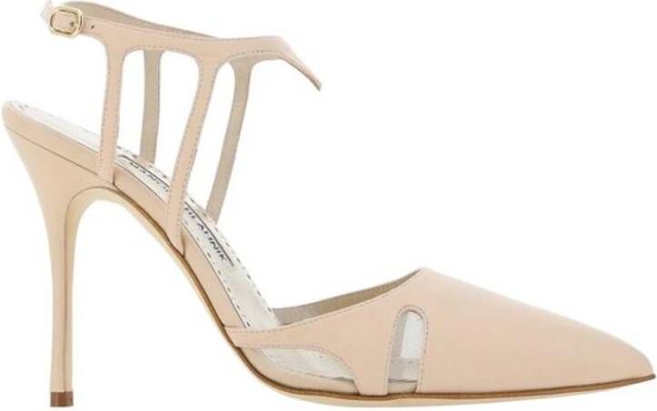 Manolo Blahnik Stiletto Heel Pumps met Cut-Out Details Beige Dames