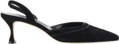 Manolo Blahnik Suede-Effect Almond Toe Slingback Pumps Black Dames