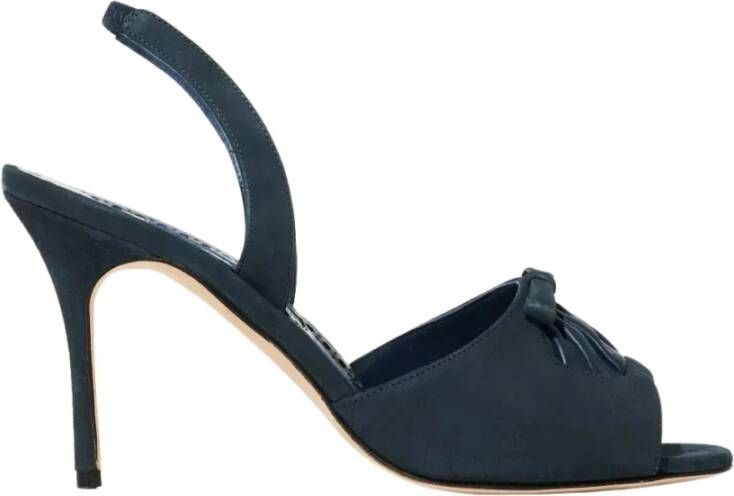 Manolo Blahnik Suède Stiletto Sandalen Amelie Blue Dames