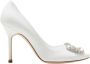 Manolo Blahnik Kristallen Gesp Stiletto Hak Witte Pumps White Dames - Thumbnail 1