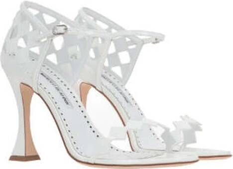 Manolo Blahnik Witte Sandalen van Uitgesneden Leer White Dames