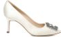 Manolo Blahnik Witte Satijnen Pumps met Kristallen Gesp White Dames - Thumbnail 1