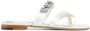 Manolo Blahnik Witte Strass Bloem Blokhak Sandaal White Dames - Thumbnail 1