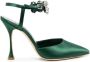 Manolo Blahnik Zijden Kristalversierde Pumps Green Dames - Thumbnail 1