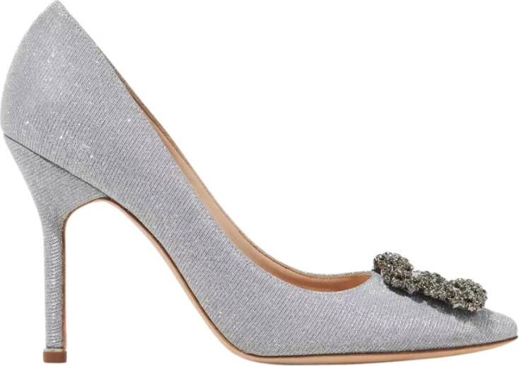 Manolo Blahnik Zilveren glitter hoge hakken Hangisi stijl Gray Dames