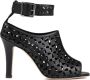 Manolo Blahnik Zwarte Leren Hoge Hak Sandalen Black Dames - Thumbnail 1