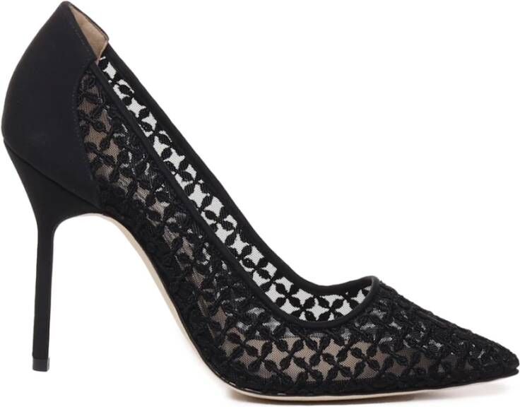 Manolo Blahnik Zwarte stoffen pumps met puntige neus Black Dames