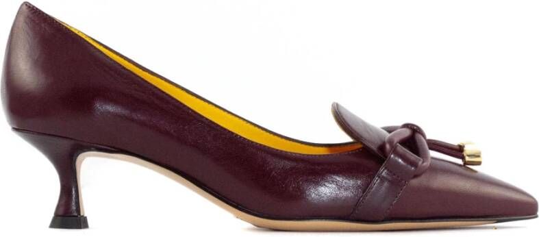 Mara Bini Bordeaux Leren Bow Detail Pumps Red Dames