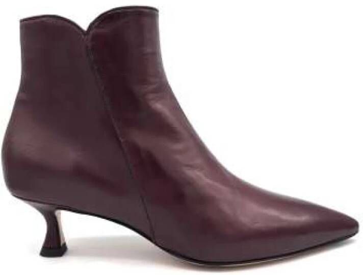 Mara Bini Bordeaux Leren Enkellaars Rits Achterkant Purple Dames