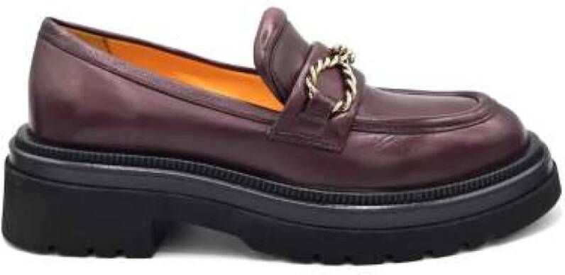 Mara Bini Bordeauxrode Loafer met Gouden Gesp Purple Dames