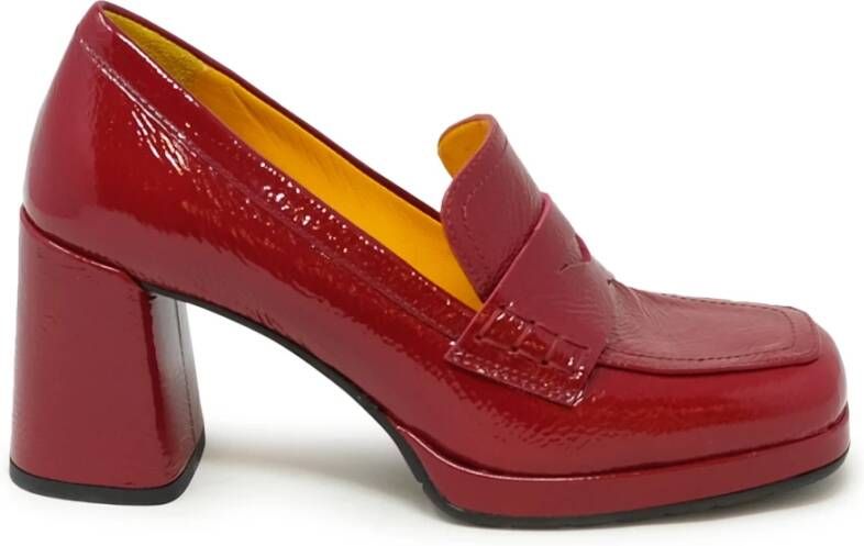 Mara Bini Rode Leren Loafer Pumps Red Dames