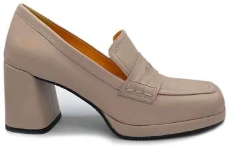 Mara Bini Zachte leren mocassin in linnen Beige Dames