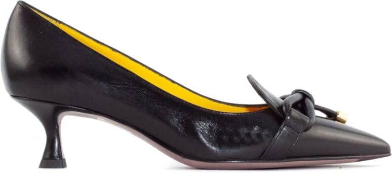 Mara Bini Zwarte Leren Boog Detail Pumps Black Dames