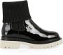 Marc Cain Gelakte Chelsea Bootie met Gebreid Black Dames - Thumbnail 1