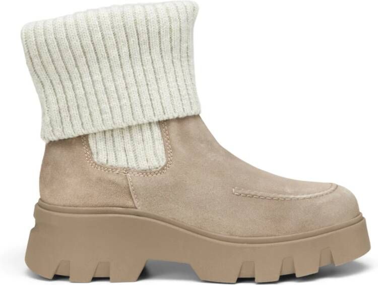 Marc O'Polo Chelsea boot met gebreide boord Beige Dames