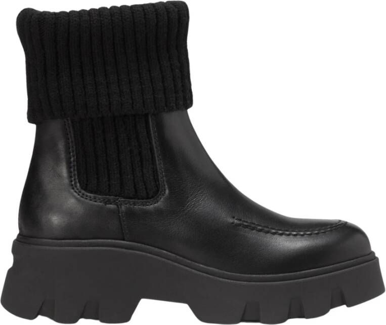 Marc O'Polo Chelsea boot met gebreide boord Black Dames