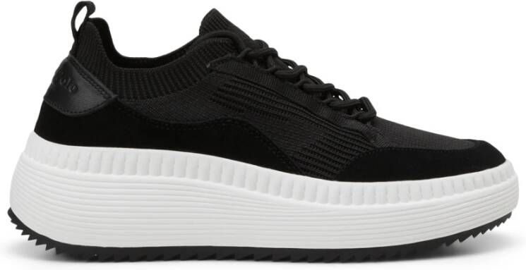 Marc O'Polo Handgemaakte Vetersneaker met Suède Accenten Black Dames