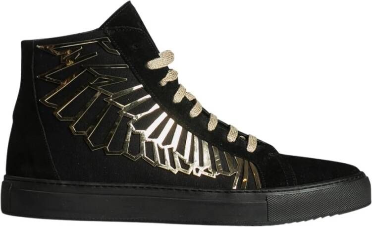 Marcelo Burlon Zwarte Suède Hoge Top Veterschoenen Black Heren