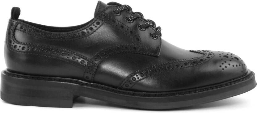 Marco Ferretti Zwarte Leren Derby Schoenen Black Heren