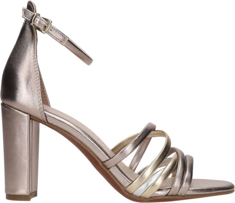 marco tozzi Gouden Synthetische Sandalette met 9cm Hak Gray Dames