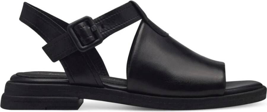 marco tozzi Zwarte platte sandalen voor vrouwen Black Dames