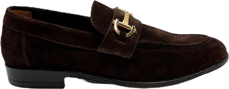 Marechiaro 1962 Suède Loafers met Gouden Details Brown Heren